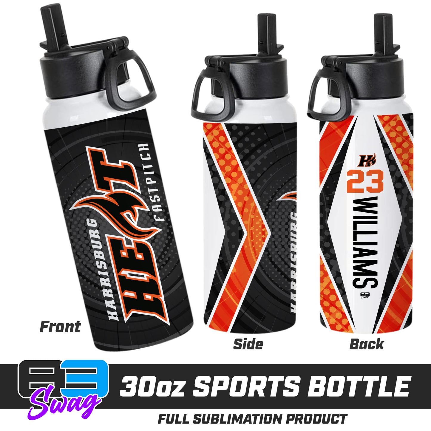 CUSTOM 30oz Sports Tumbler - Harrisburg Heat Softball