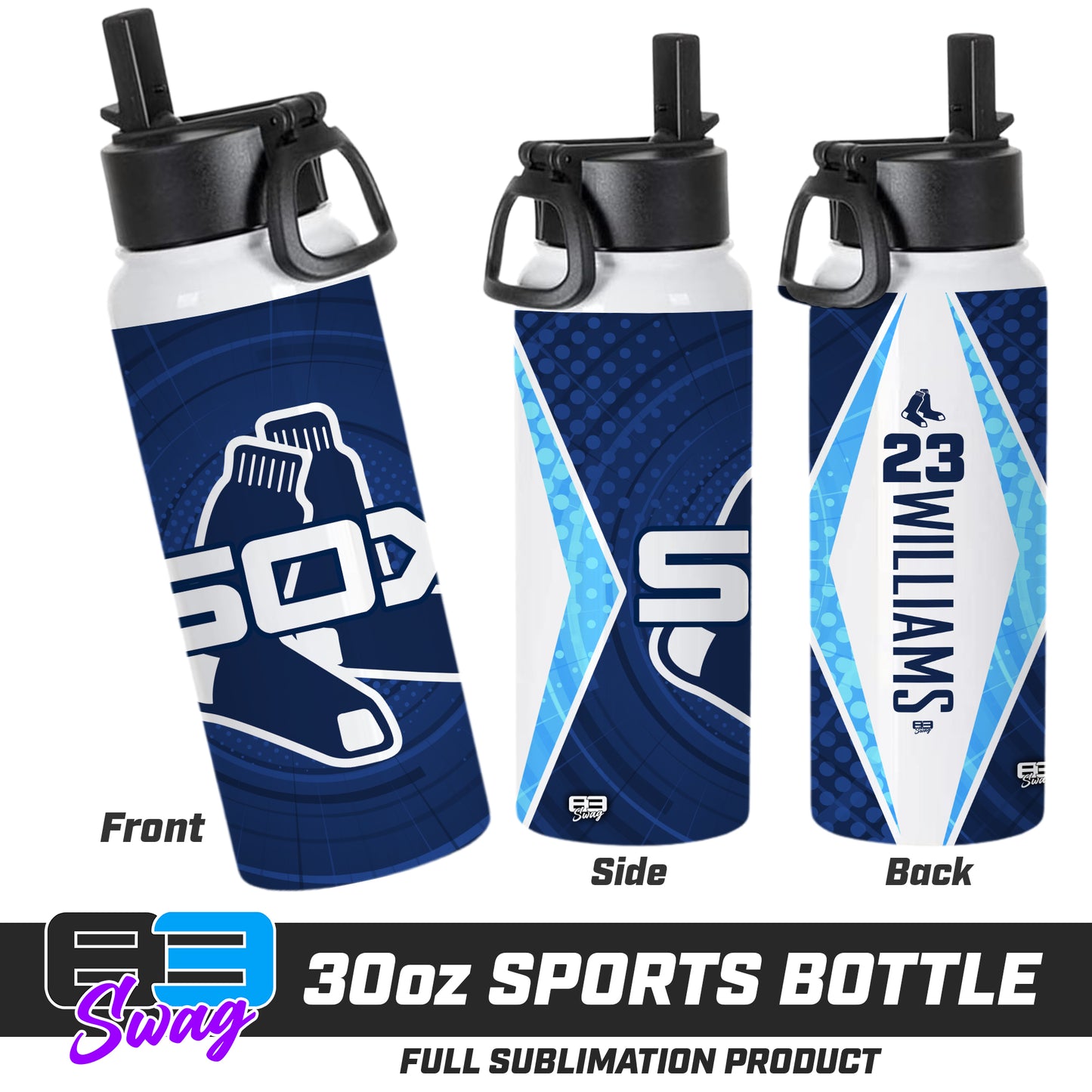CUSTOM 30oz Sports Tumbler - Blue Sox Baseball