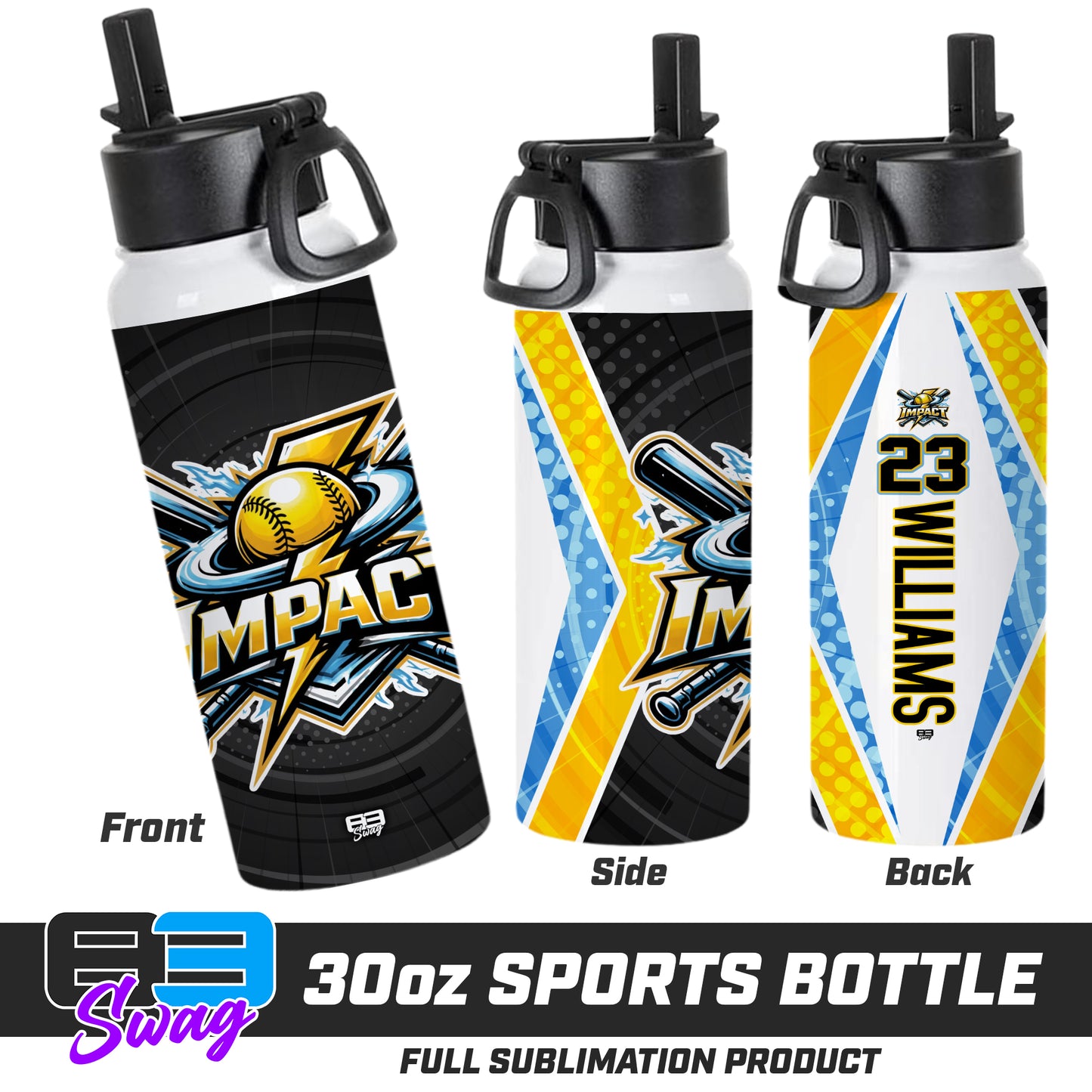 CUSTOM 30oz Sports Tumbler - Impact Softball - Massachusetts