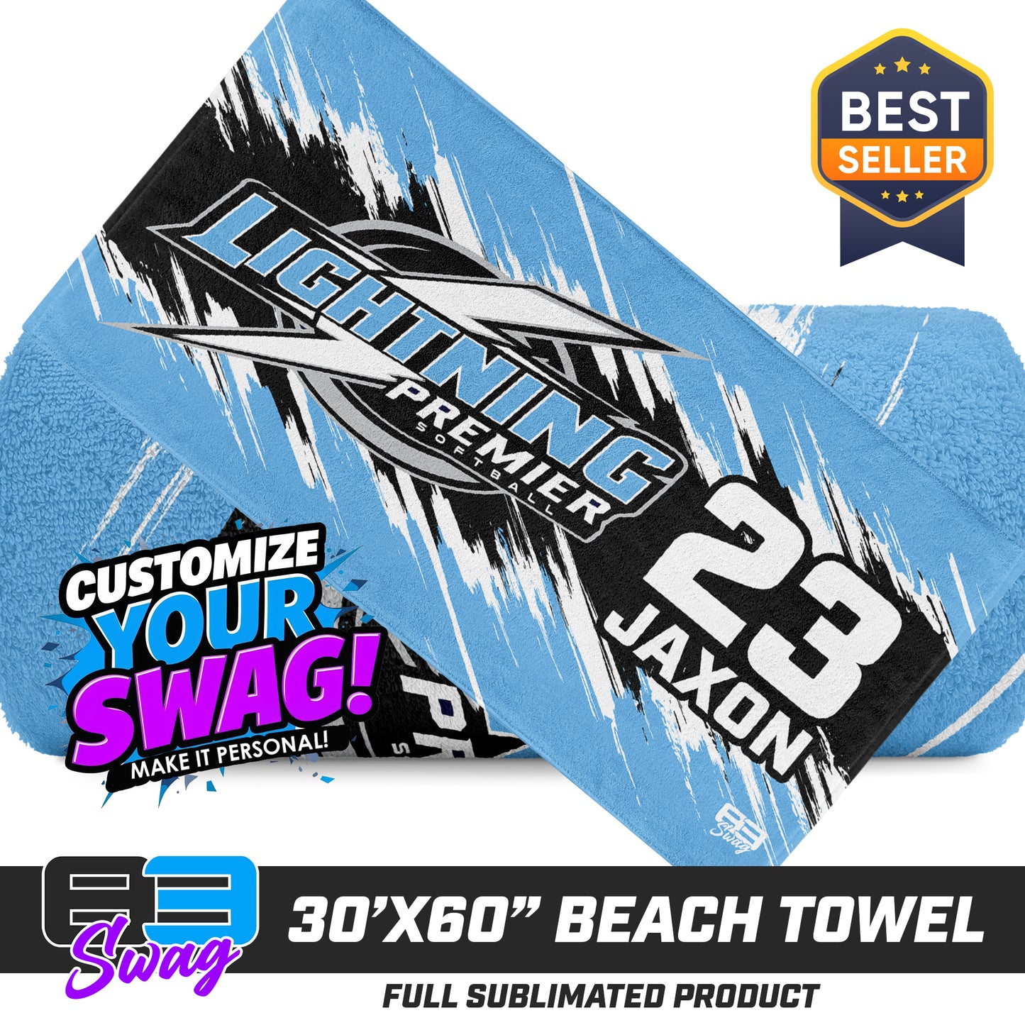 30"x60" Beach Towel - Lightning Premier Softball