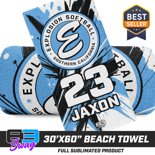 30"x60" Beach Towel - Explosion Softball