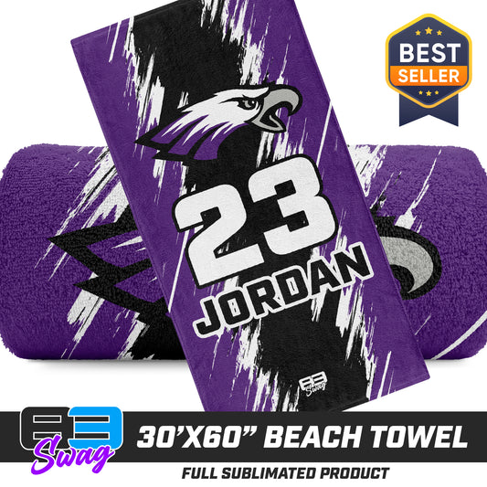 30"x60" Beach Towel - Bellmawr Purple Eagles