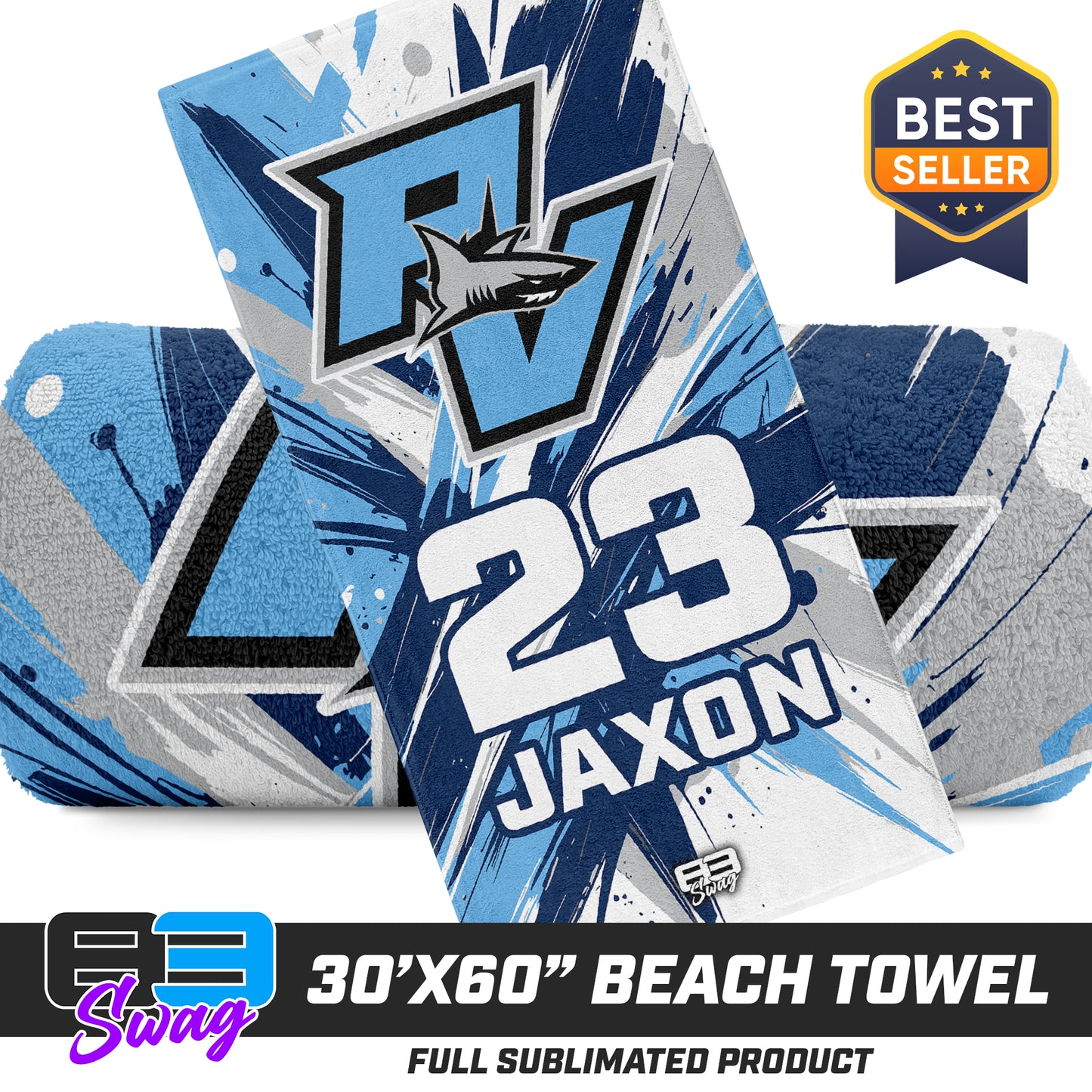 30"x60" Beach Towel - Ponte Vedra Sharks Baseball 2026 Version