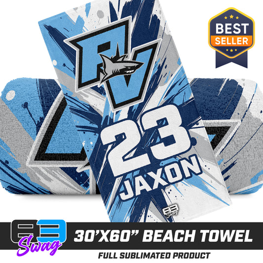 30"x60" Beach Towel - Ponte Vedra Sharks Baseball 2026 Version
