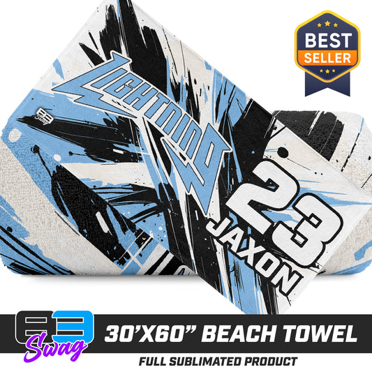 30"x60" Beach Towel - Lightning Baseball