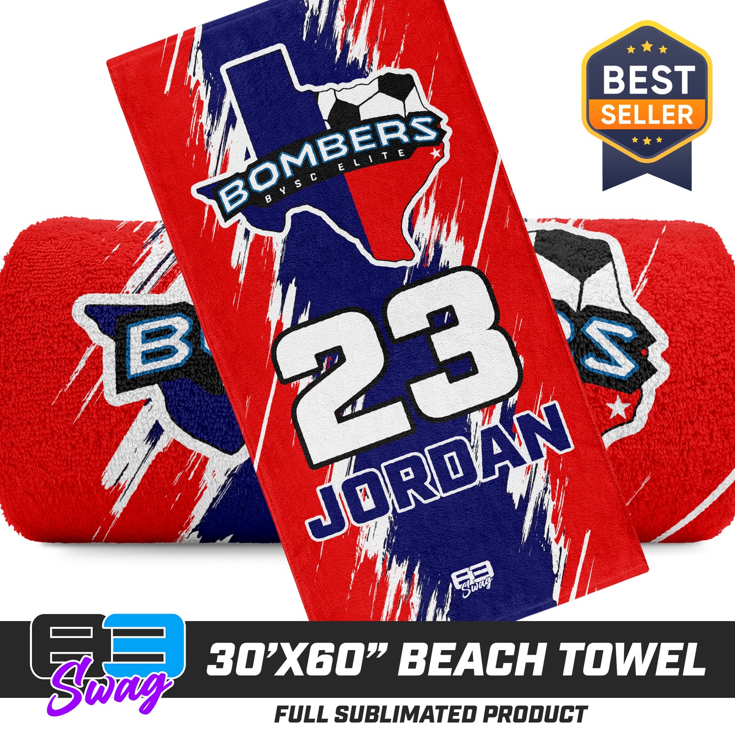 30"x60" Beach Towel - BYSC Bombers Soccer