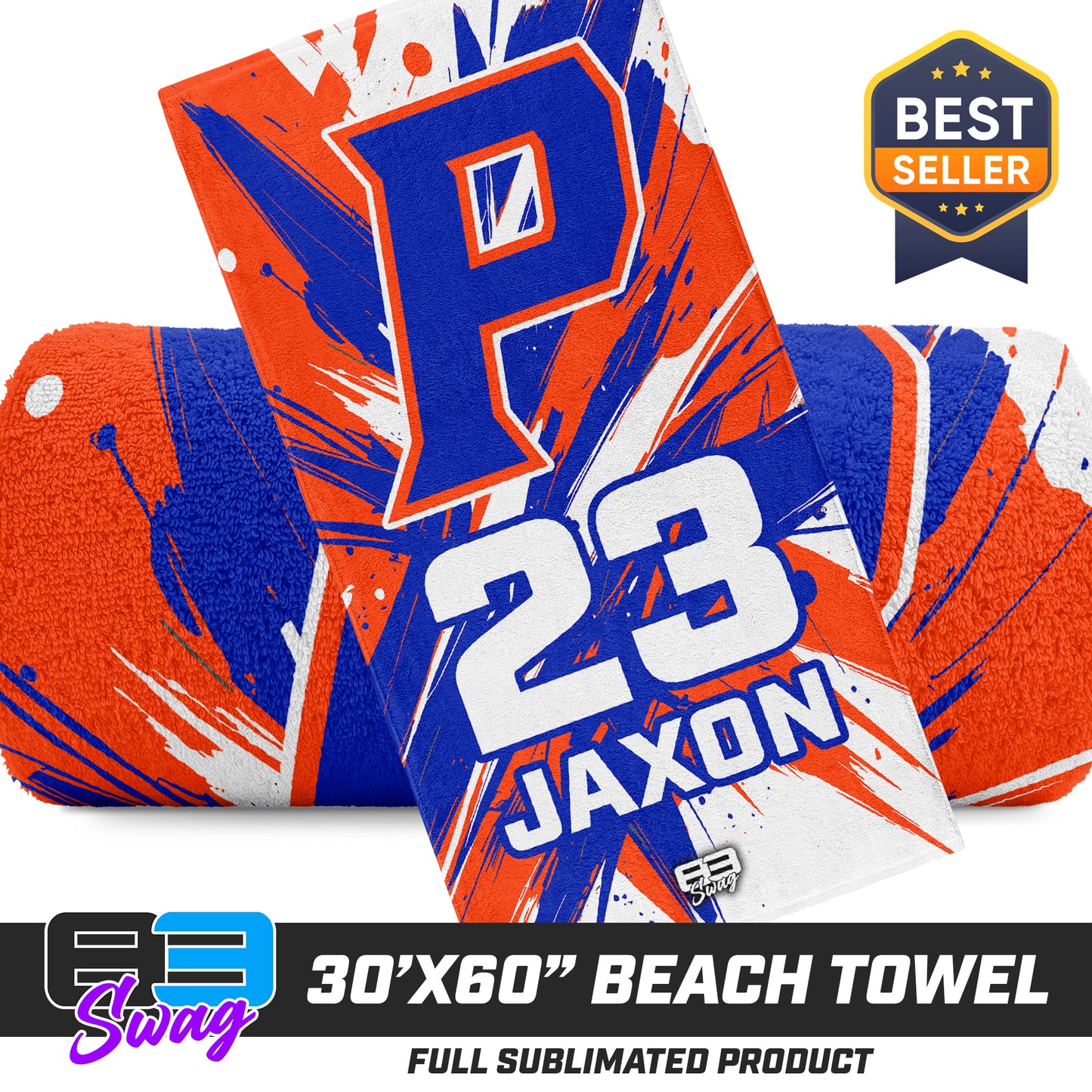 30"x60" Beach Towel - Palatka TailGators Baseball v.26