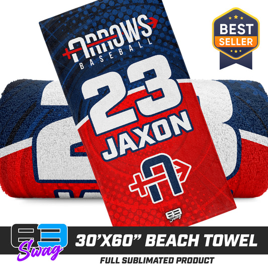 CUSTOM - 30"x60" Beach Towel - Arrows Baseball