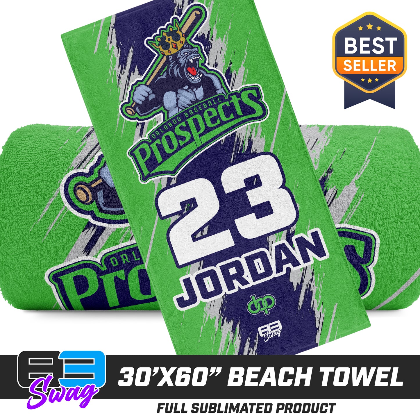 30"x60" Beach Towel - Orlando Baseball Prospects - Gorilla Kings