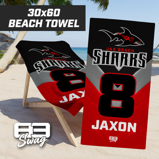 Jax Beach Sharks Football - 30"x60" Beach Towel