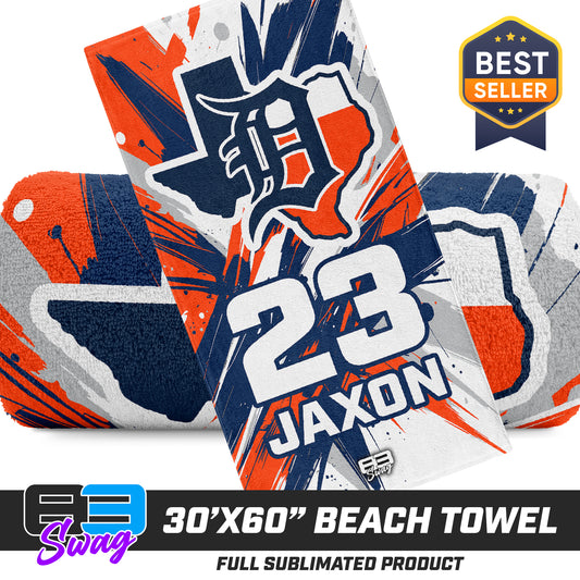 30"x60" Beach Towel - Dallas Tigers Baseball v.26