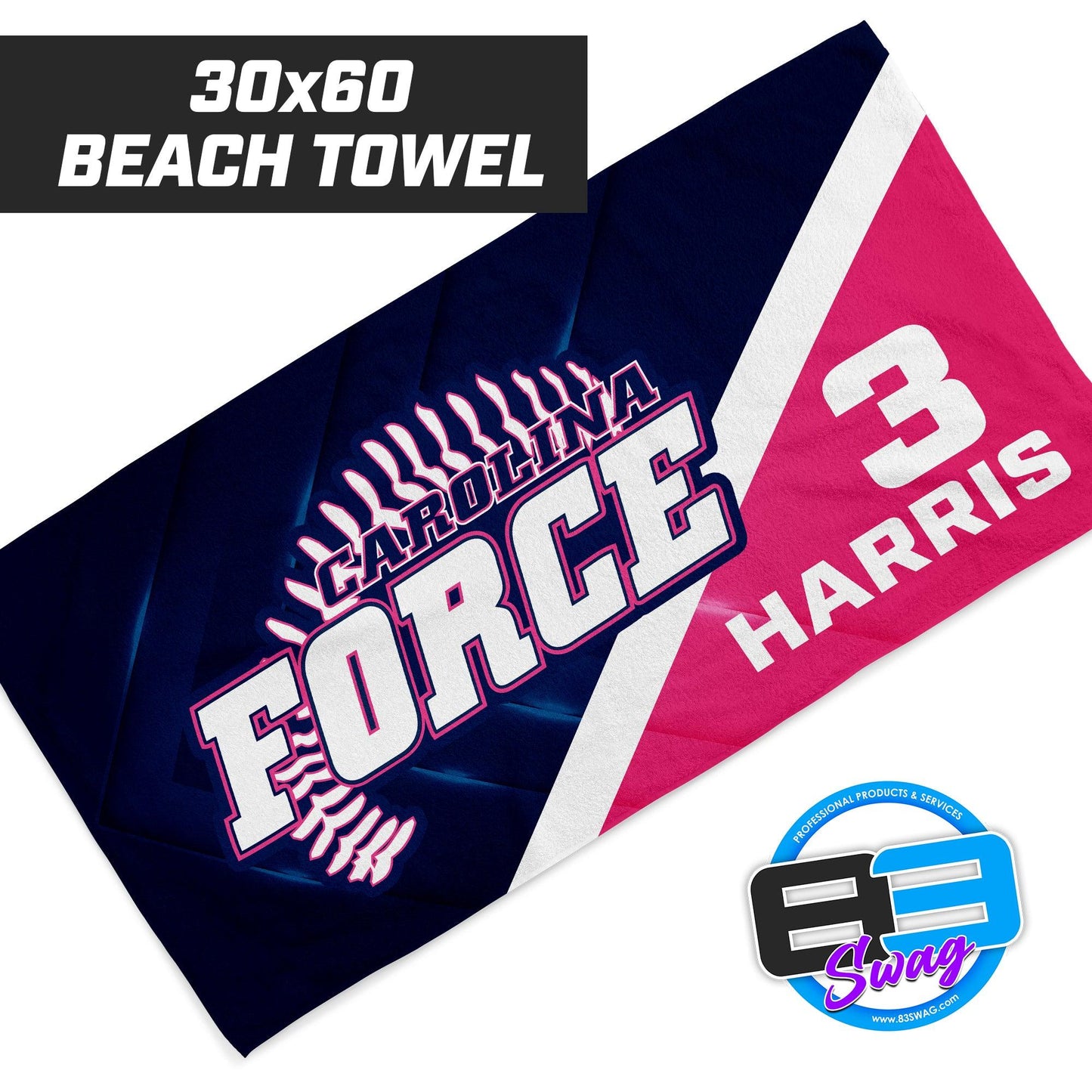 Carolina Force Softball - 30"x60" Beach Towel - 83Swag