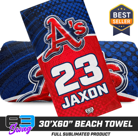 CUSTOM - 30"x60" Beach Towel - Little Rock A's Baseball