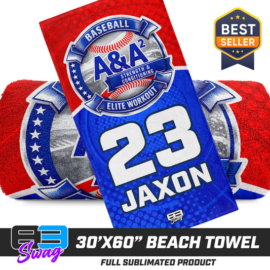 CUSTOM - 30"x60" Beach Towel - A&A Baseball Elite