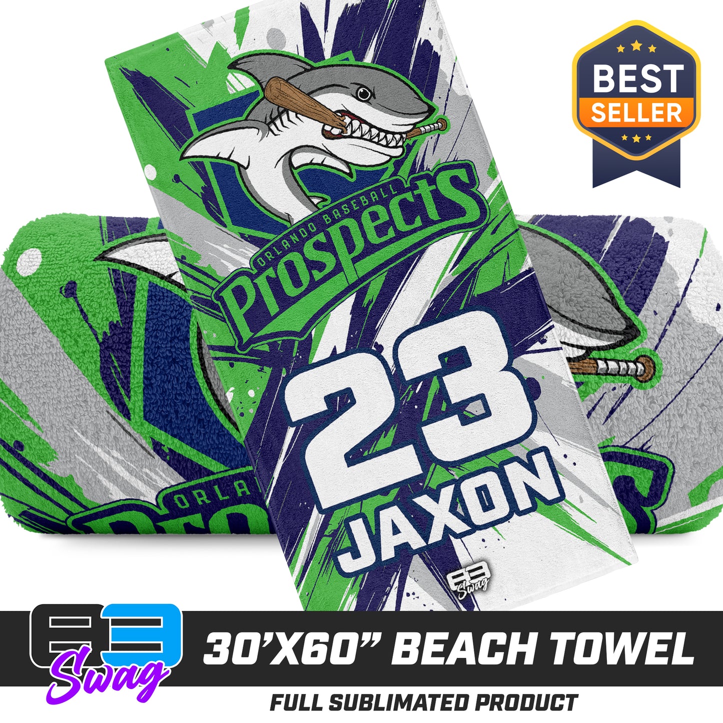 30"x60" Beach Towel - Orlando Baseball Prospects - Land Sharks V.2026