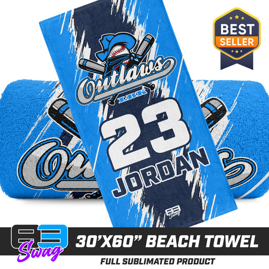 30"x60" Beach Towel - Outlaws Baseball