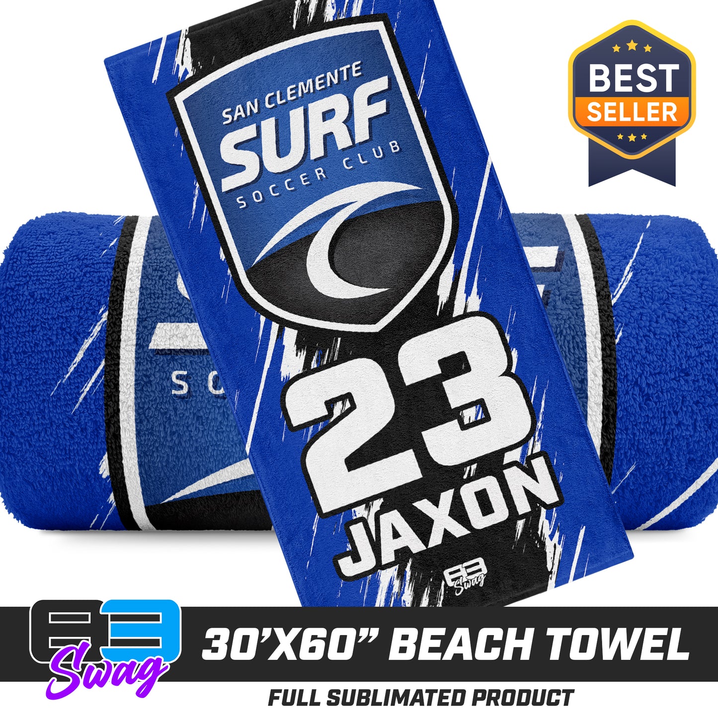 30"x60" Beach Towel - San Clemente Surf Soccer Club