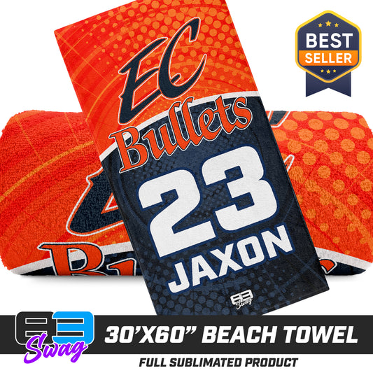CUSTOM - 30"x60" Beach Towel - EC Bullets Softball