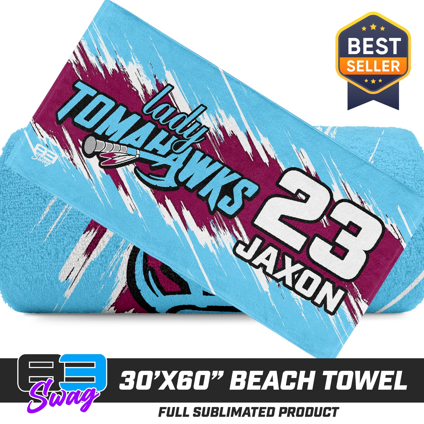 30"x60" Beach Towel - Keystone Heights - Lady Tomahawks Softball