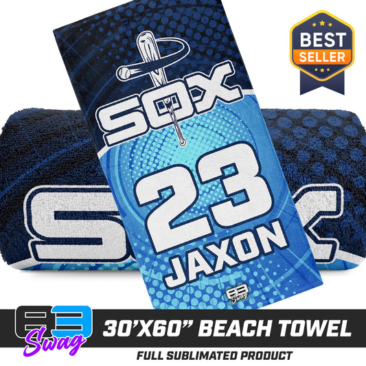 CUSTOM - 30"x60" Beach Towel - East Coast Sox Baseball