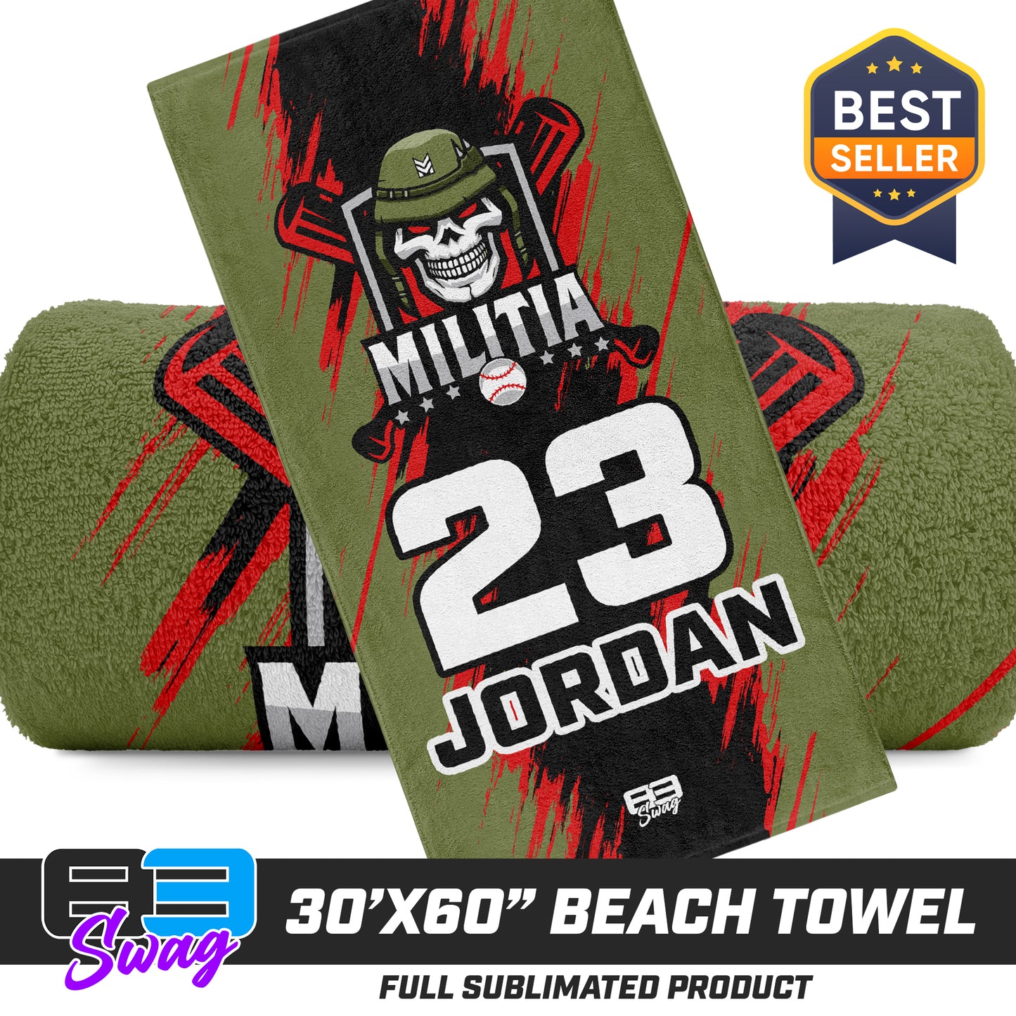 30"x60" Beach Towel - Militia Baseball