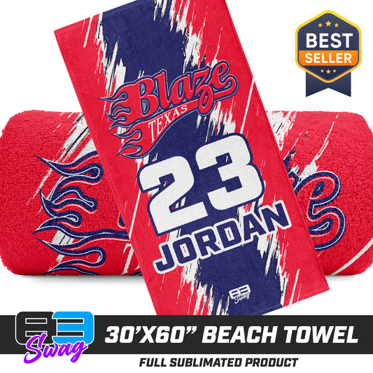 30"x60" Beach Towel - Texas Blaze Softball