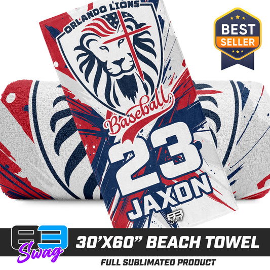 30"x60" Beach Towel - Orlando Lions Baseball