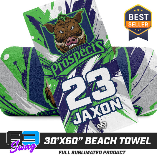 30"x60" Beach Towel - Orlando Baseball Prospects - War Hogs V.2016