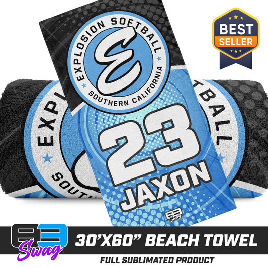 CUSTOM - 30"x60" Beach Towel - Explosion Softball