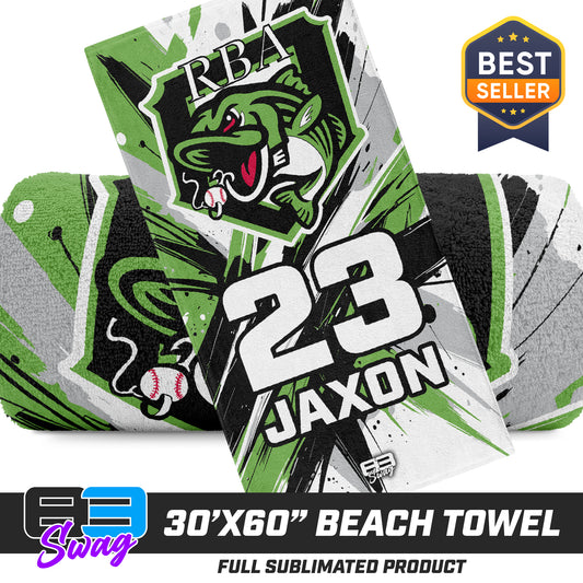 CUSTOM - 30"x60" Beach Towel - RBA Stripers Baseball