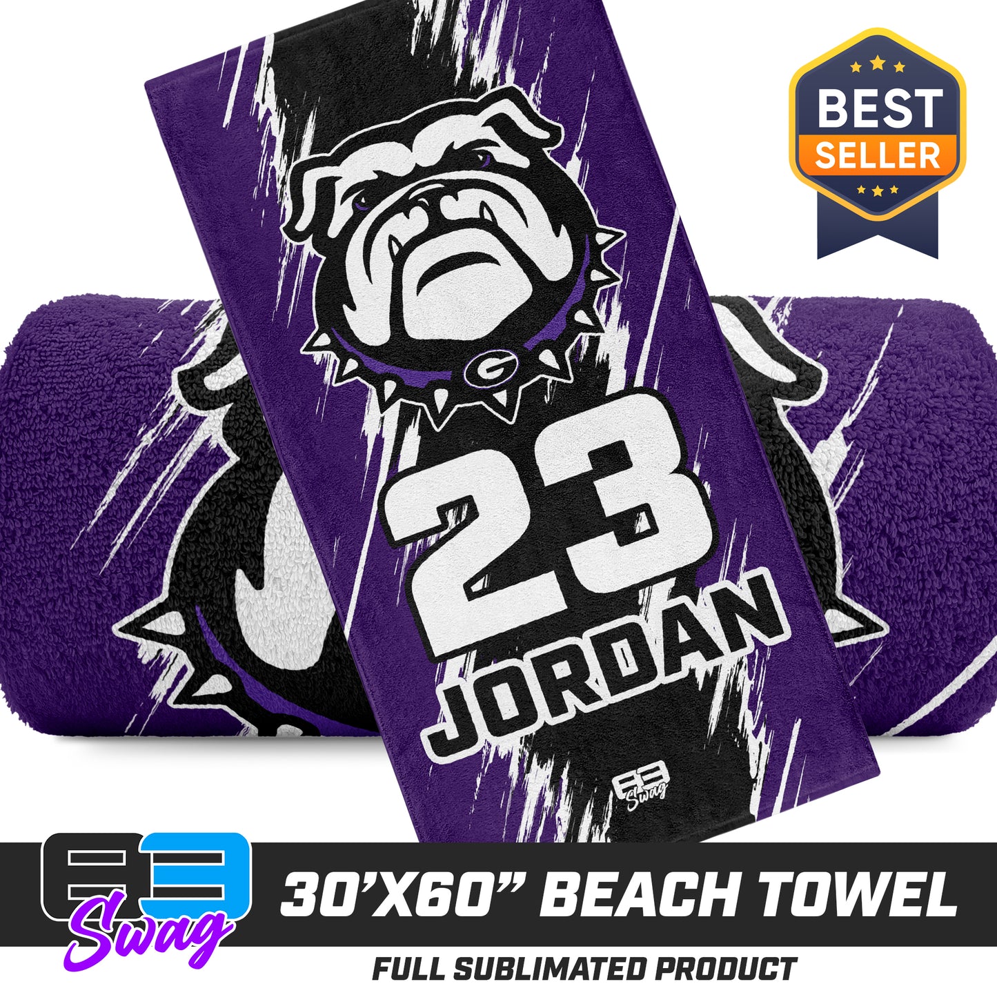 30"x60" Beach Towel - Geraldine Bulldogs Football