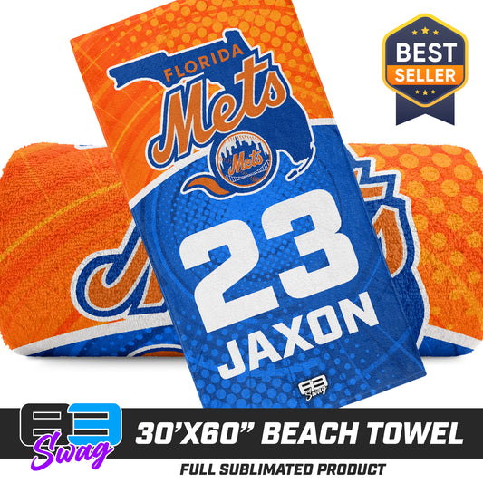 CUSTOM - 30"x60" Beach Towel - Florida Mets Baseball