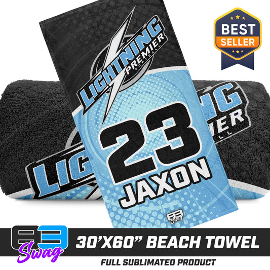 CUSTOM - 30"x60" Beach Towel - Lightning Premier Softball