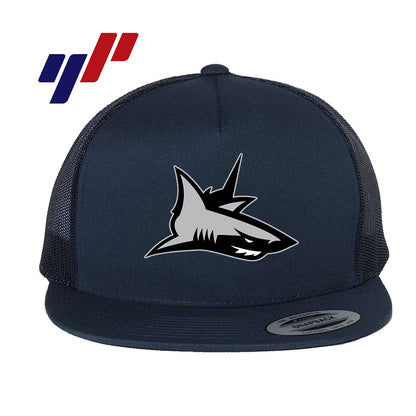 Yupoong 6006 Adult 5-Panel Classic Trucker Hat - DTF PRINTED - PVAA SHARKS Baseball