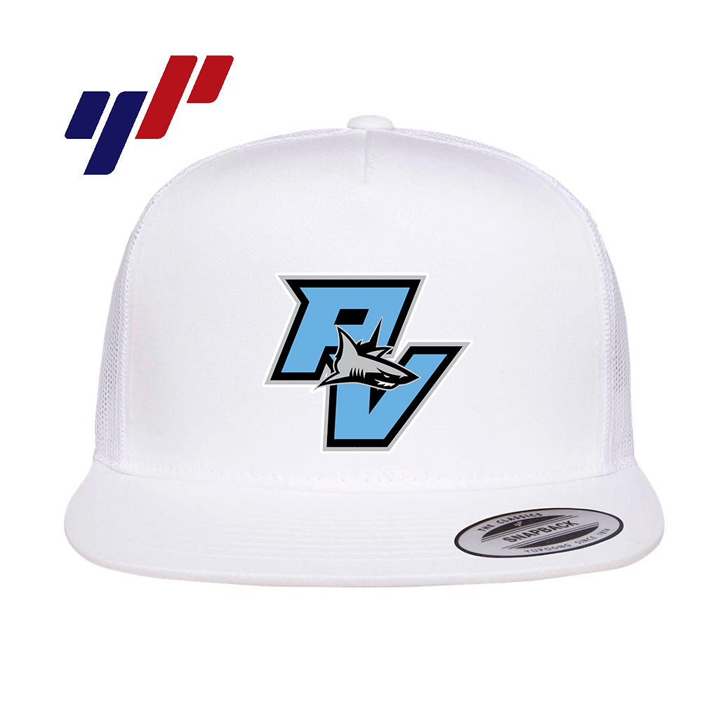 Yupoong 6006 Adult 5-Panel Classic Trucker Hat - DTF PRINTED - PVAA SHARKS Baseball