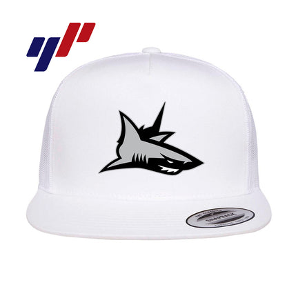 Yupoong 6006 Adult 5-Panel Classic Trucker Hat - DTF PRINTED - PVAA SHARKS Baseball