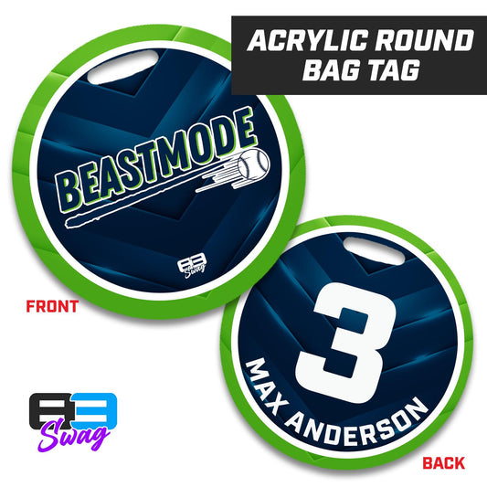 4" Circle Hard Acrylic Bag Tag - Arkansas Beastmode Baseball - 83Swag