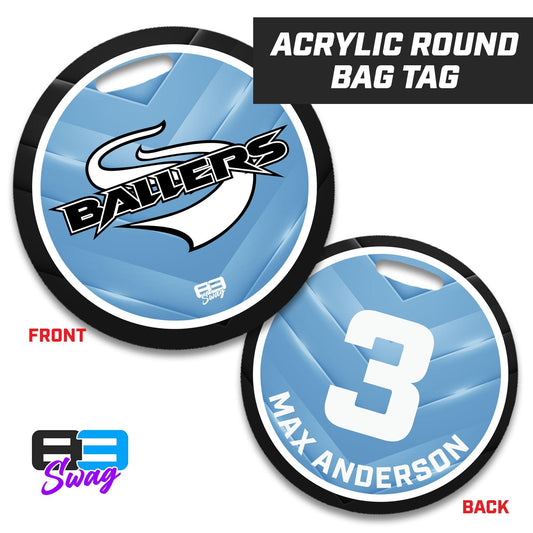 4" Circle Hard Acrylic Bag Tag - Ballers - 83Swag