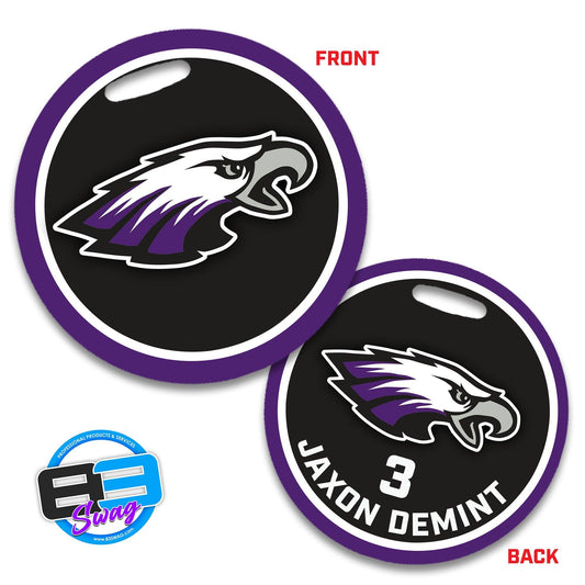 4" Circle Hard Acrylic Bag Tag - Bellmawr Purple Eagles Football - 83Swag