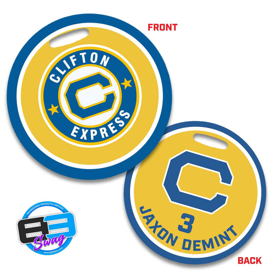 4" Circle Hard Acrylic Bag Tag - Clifton Express Baseball - 83Swag