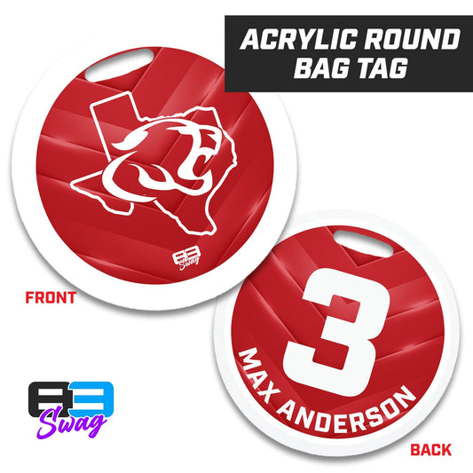 4" Circle Hard Acrylic Bag Tag - Crosby Cougars - 83Swag