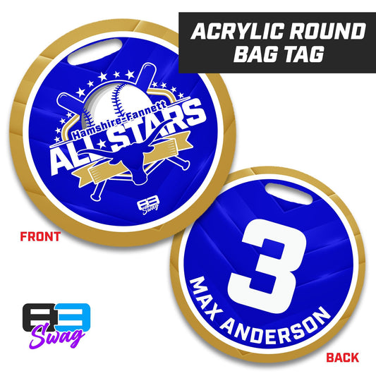 4" Circle Hard Acrylic Bag Tag - Hamshire-Fannett All Stars Baseball - 83Swag