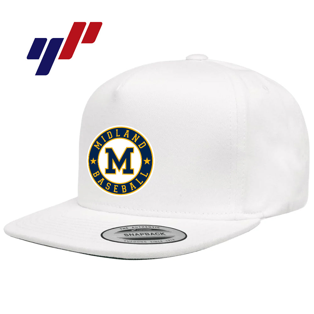 Yupoong Y6007 Adult 5-Panel Cotton Twill Snapback Cap - Midland Baseball