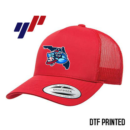 Yupoong 6506 Adult 5-Panel Retro Trucker Cap DTF PRINTED- FCA Blueclaws Baseball