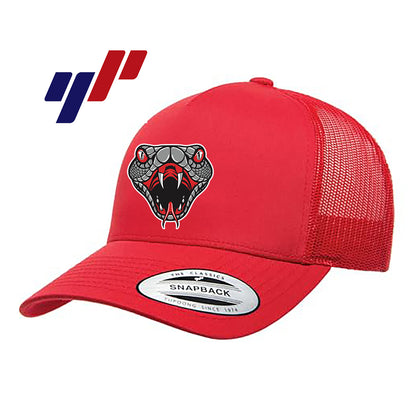 Yupoong 6506 Adult 5-Panel Retro Trucker Cap DTF PRINTED- Black Creek Cottonmouths