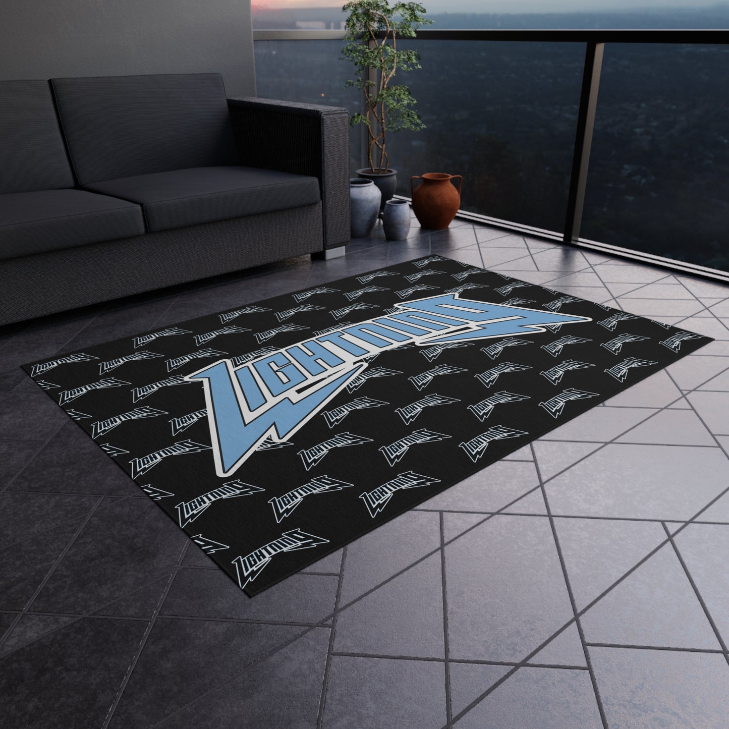 Outdoor Rug Lightning Baseball