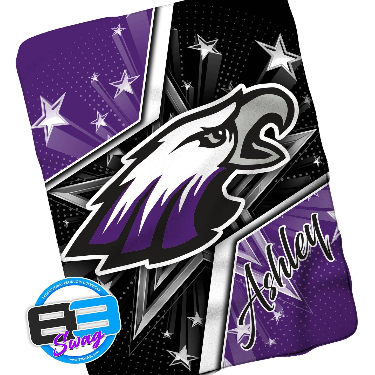 50”x60” Plush Sherpa Blanket - Bellmawr Purple Eagles Cheer - 83Swag