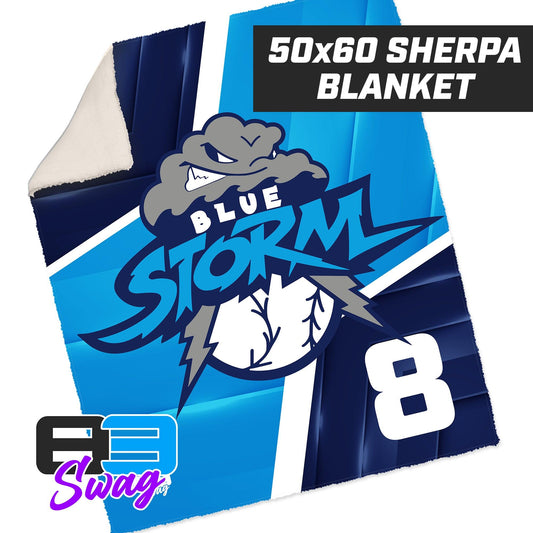 50”x60” Plush Sherpa Blanket - Blue Storm Baseball - 83Swag