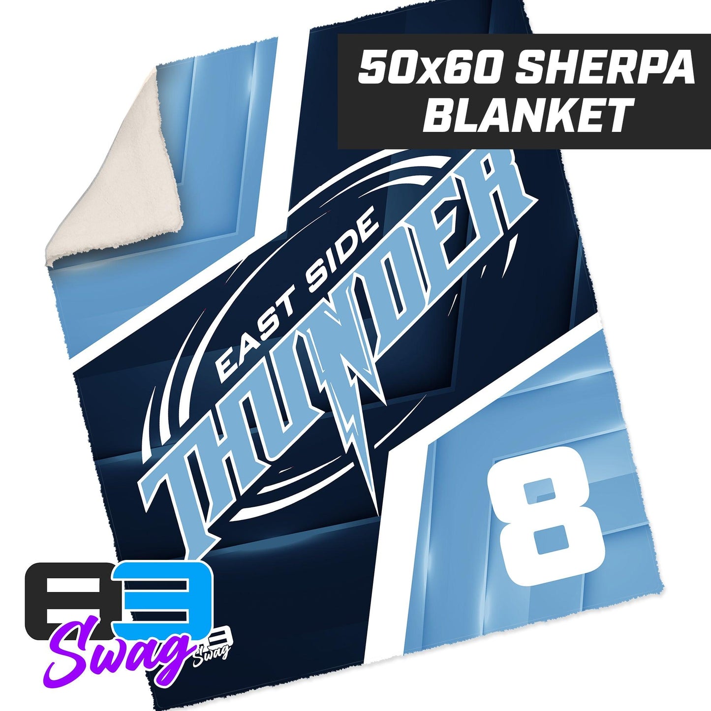 50”x60” Plush Sherpa Blanket - East Side Thunder - 83Swag