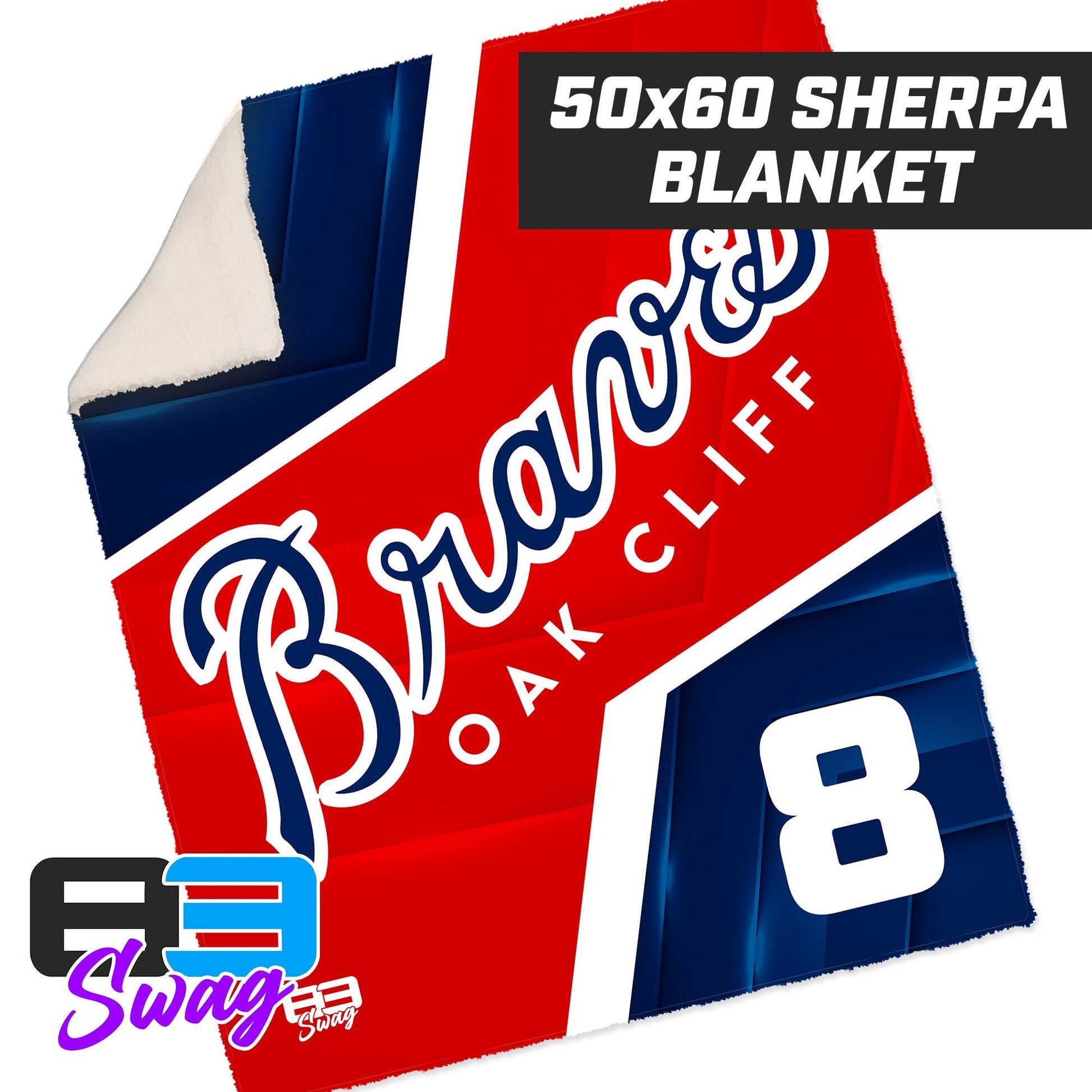 50”x60” Plush Sherpa Blanket - Oak Cliff Braves Baseball - 83Swag